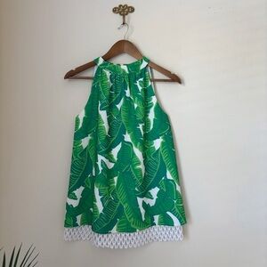STS Sail To Sable Banana Leaf Print Sleeveless Halter Top XS Resortwear